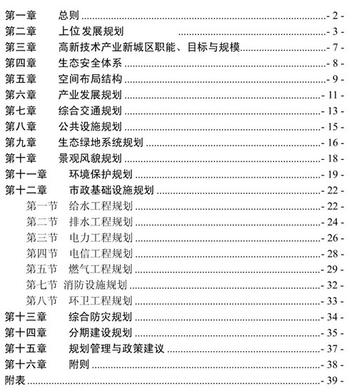 高新區總體規劃目錄